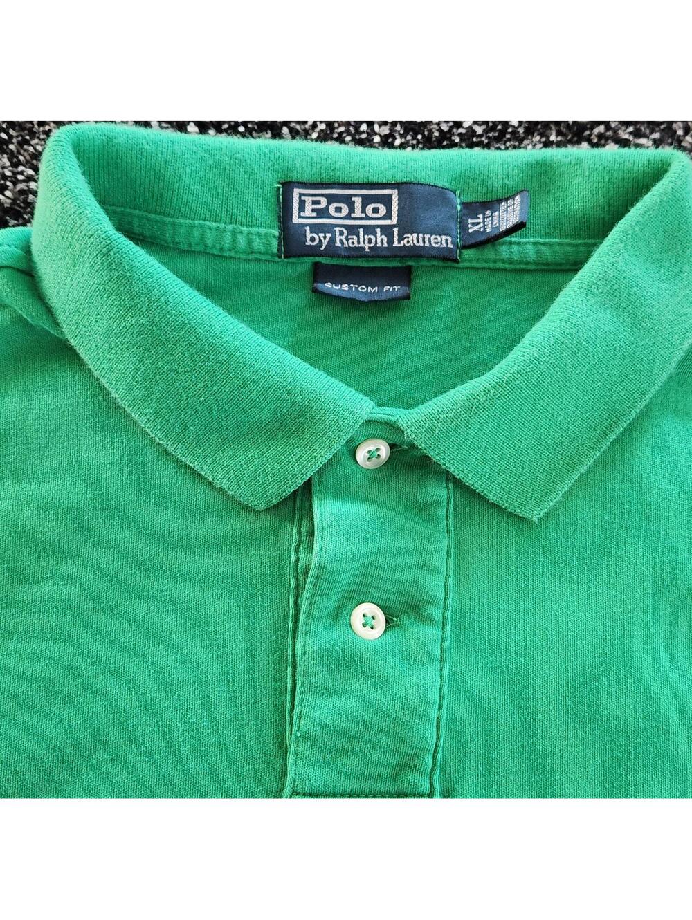 Vintage Polo Ralph Lauren Custom Fit Sz XL S/s Polo shirt Green Pink Pony Cotton - Picture 7 of 11